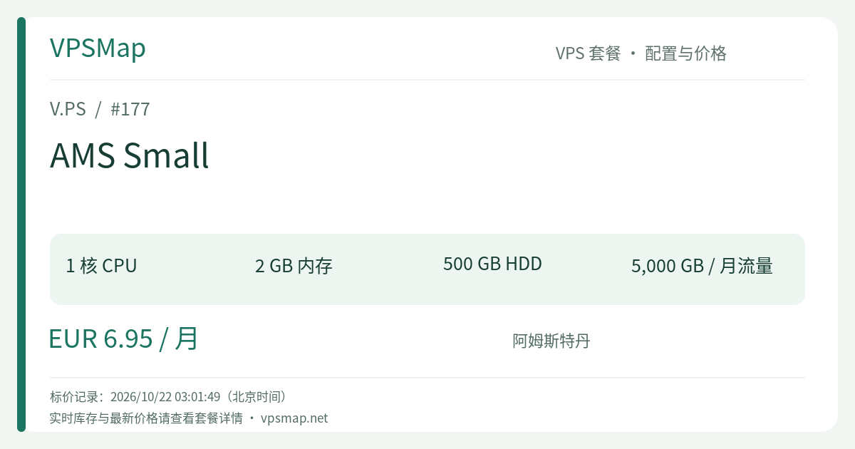 V.PS AMS Small 的配置与价格记录卡片